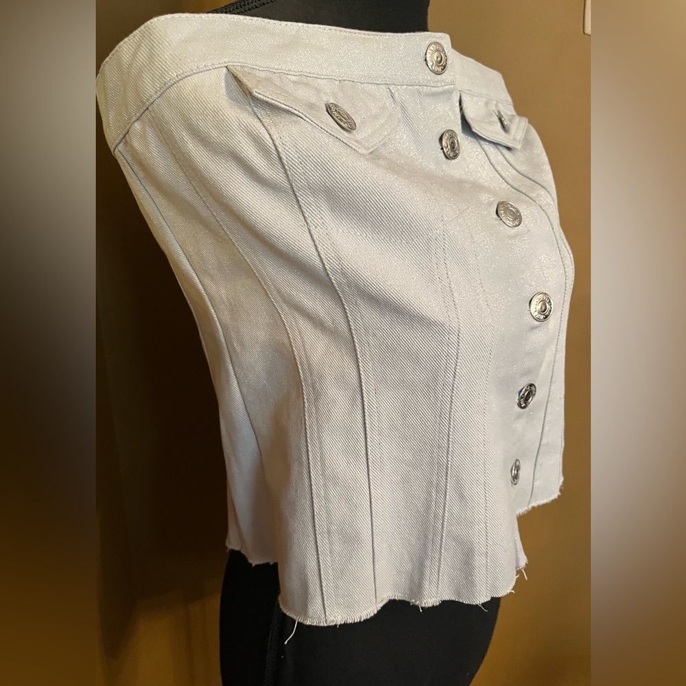 Zara Light Denim Button Up Tube Top New - Picture 6 of 12